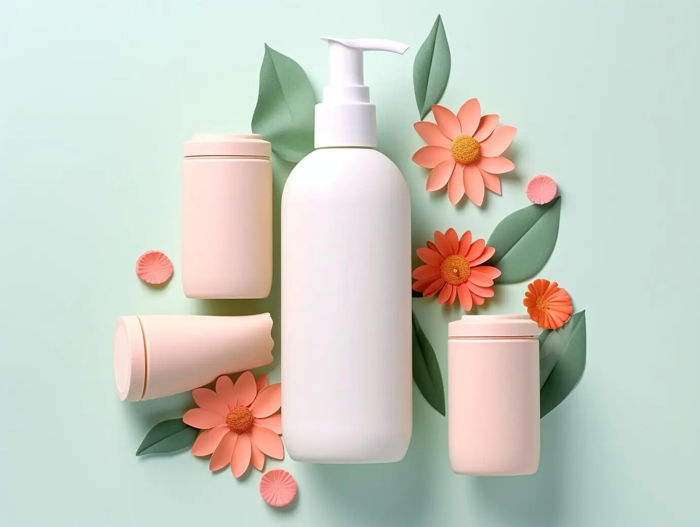 Косметические средства в 3D‑мультяшном стиле